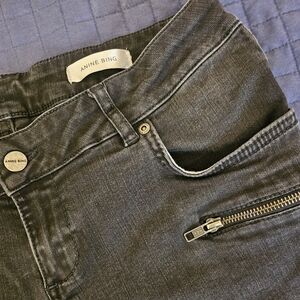 ANINE BING Designer Charcoal Black‎ Moto Skinny Jeans